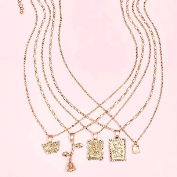 โญ๏ธ2/$30 NEW GORGEOUS GOLD TONED NECKLACES WITH ROSE CHARMS ๐น - Picture 2 of 5